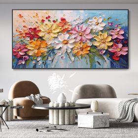Hand Painted Oil Painting Abstract Flower oil Painting On Canvas Boho Wall Decor Original Floral Painting Large Textured Wall Art Custom Living room H (Style: 01, size: 40x80cm)
