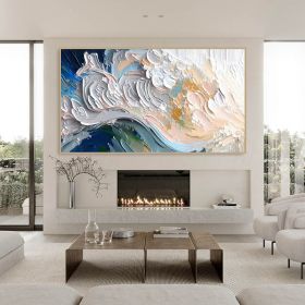 Hand Painted Oil Painting Original Flower Textured Wall Art 3D Abstrat Painting On Canvas Wall Decor Living Room Soft Color Textured Flower Wall Art S (Style: 01, size: 150x220cm)