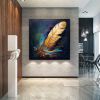 Handmade Oil Painting Original Abstract Feather Oil Painting on Canvas Large Wall Art Golden Texture Painting Minimalist Art Custom Living Room Decor