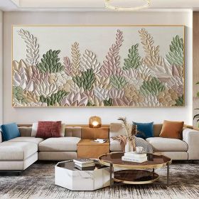 Handmade Oil Painting Abstract Flowers Landscape Oil Painting On Canvas Original Minimalist Green Floral Texture Painting Wall Art Modern Living Room (Style: 01, size: 150x220cm)
