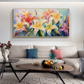 Handmade Oil Painting Original Flower Oil Painting On Canvas Large Wall Art Abstract Yellow Floral Painting Custom Painting Modern Living Room Home De (Style: 01, size: 60x120cm)