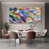 Handmade Oil Painting Abstract Colorful Feather Oil Painting on Canvas Large Wall Art Textured Original Painting Minimalist Art Custom Living Room Dec