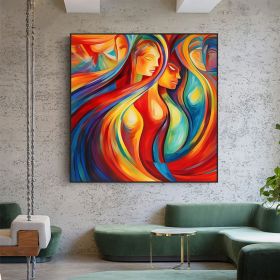 Hand Painted Oil Painting Abstract Sexy Woman Oil Painting on Canvas Large Wall Art Original Minimalist Beautiful Girl Portrait Art Custom Modern Livi (Style: 01, size: 120x120cm)