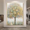 Hand Painted Oil Painting Original Gold Texture Tree Oil Painting on Canvas Large Wall Art Abstract Minimalist Art Custom Painting Modern Living Room
