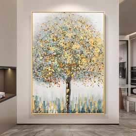 Hand Painted Oil Painting Original Gold Texture Tree Oil Painting on Canvas Large Wall Art Abstract Minimalist Art Custom Painting Modern Living Room (Style: 01, size: 90x120cm)