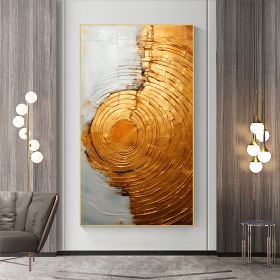 Hand Painted Oil Painting Abstract Circle Oil Painting on Canvas Large Wall Art Original Minimalist Art Gold Wall Decor Custom Painting Modern Living (Style: 01, size: 75x150cm)