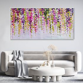 Hand Painted Oil Painting Abstract Floral Texture Canvas Oil Painting Colorful Wall Decor Art Modern Landscape Painting Living Room Decor Oil Painting (Style: 01, size: 70x140cm)