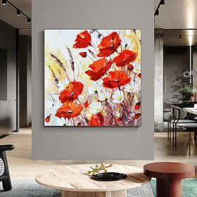 Hand Painted Oil Paintings Canvas Wall Art Decoration Modern Abstract Flowers Living Room Hallway Bedroom Luxurious Decorative Painting (Style: 01, size: 90x90cm)