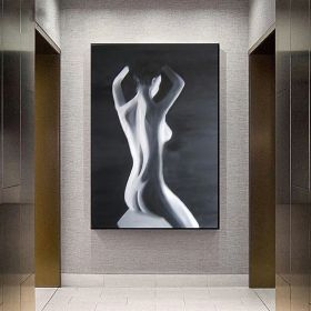 Handpainted large Sexy Naked Back Wall Art Sexy Girl woman Modern Abstract Nude Oil Painting on Canvas Home Entryway Living Room Bedroom Luxurious Dec (Style: 03, size: 90x120cm)