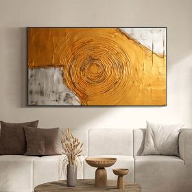 Hand Painted Oil Painting Minimalist Gold Circle Painting on Canvas Large Wall Art Original Abstract Art Golden Oil Painting Custom Painting Living Ro (Style: 01, size: 50x100cm)