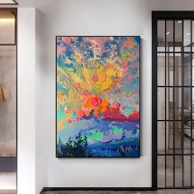 Hand Painted Oil Painting Large Original Landscape Oil Painting on Canvas Abstract Colorful Cloud Painting Modern Textured Wall Art Custom Living room (Style: 01, size: 50x70cm)