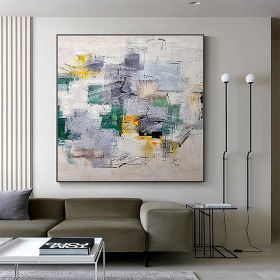 Handmade Oil Paintings Color Blocks On Canvas Wall Art Decoration Modern Abstract Painting Living Room Hallway Bedroom Decorative Painting (Style: 01, size: 150x150cm)