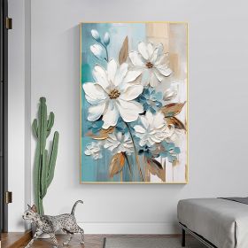 Hand Painted Oil Paintings Abstract White Flower Oil Painting On Canvas Large Wall Art Original Knife Floral Landscape Painting Custom Painting Living (Style: 01, size: 150x220cm)