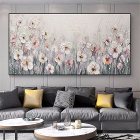 Handmade Oil Painting Original Abstract Green Flowers Oil Painting on Canvas Large Modern Floral Texture Acrylic Painting Boho Living Room Wall Art Ho (Style: 01, size: 40x80cm)