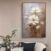 Handmade Oil Painting Large Original Flower Oil Painting On Canvas White Texture Wall Decor Abstract Floral Painting Custom Painting Modern Living Roo