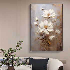 Handmade Oil Painting Large Original Flower Oil Painting On Canvas White Texture Wall Decor Abstract Floral Painting Custom Painting Modern Living Roo (Style: 01, size: 100x150cm)