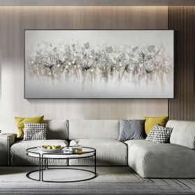 Hand Painted Oil Painting Abstract Blossom Floral Oil Painting on Canvas Large Original Textured White Grey Poppy Bouquet Acrylic Painting Living Room (Style: 01, size: 60x120cm)
