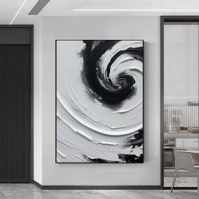 Hand Painted Oil Painting Black White Wall Art Original Black White Minimalist Painting Large Black And White Painting Abstract Art Office Decor home (Style: 01, size: 150x220cm)