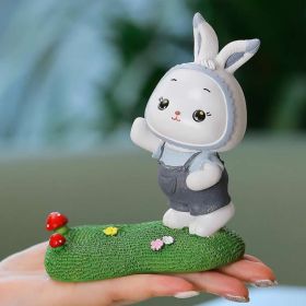 Cute Little Rabbit Phone Holder Kickstand; Small Ornament For Desk Office Decorations Smartphone (Color: Blue Rabbit)