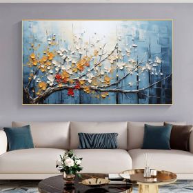 Abstract Blossom Tree Oil Painting on Canvas, Large Wall Art,Original Minimalist Floral Landscape Art Custom Painting Living Room Home Decor (Style: 01, size: 140x280cm)