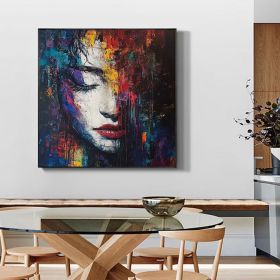 Original Figure Abstract Painting on Canvas Large Woman Wall Art  Modern Portrait Figure Painting Woman Face Wall Art Living Room Decor (Style: 01, size: 120x120cm)