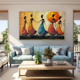 Abstract Dancing Girls Oil Painting on Canvas Large Wall Art Original Figure Art Trendy Wall Art Custom Painting Living Room Home Decor (Style: 01, size: 120x160cm)