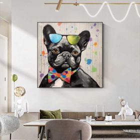 Abstract Black Dog Oil Painting on Canvas Large Wall Art Original Floral Art Custom Painting Living Room Home Decor Gift Fancy Art (Style: 01, size: 50x50cm)