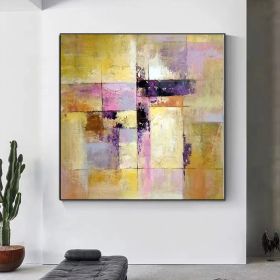 Handmade Oil Painting Abstract Architectural Pattern Textured Wall Art Colorful Art On Canvas For Home Decor And Office (Style: 01, size: 140x140cm)
