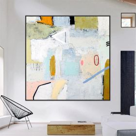 Hanmade Oil Painting Abstract Modern Original Painting Colorful Acrylic Art On Canvas Green And White Wall Art For Home Decor And Office (Style: 01, size: 160x160cm)