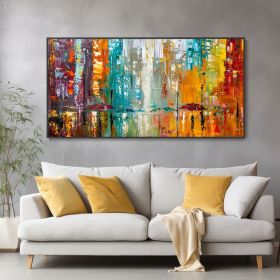 Modern Urban Abstract Oil Painting Textured Palette Knife Artwork Rich Colors Home Wall Decor Office Wall Art Original Creation Collectible (Style: 01, size: 40x80cm)