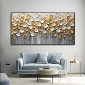 Original Gold Floral Abstract Handmade Oil Painting Designer Limited Gold Leaf Painting Modern Light Luxury Canvas Wall Art Room Wall Home Decor Gift (Style: 01, size: 40x80cm)