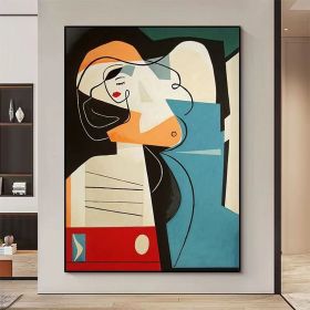 Hand Painted Modern Oil Painting On Canvas Abstract Painting Colorful Figure Painting Red And Blue Large Wall Art For Home Decor And Office (Style: 01, size: 80x120cm)