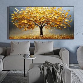 Large Abstract Golden Tree of Life Oil Painting On Canvas Original Big Tree Painting Textured Tree Wall Art Custom Living Room Home Decor (Style: 01, size: 140x280cm)