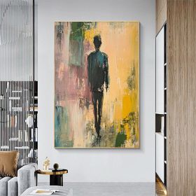 Hand-draw Abstract People Textured Canvas Oil Painting Large Original Character Painting Modern Living Room Wall Art Custom Boho Home Decor (Style: 01, size: 120x160cm)