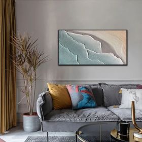 Sea Canvas Oil Painting Holiday Seascape Texture Art Blue Sky Cloud Mural Sailboat Living Room Decor Painting Hand Painted Custom Painting (Style: 01, size: 60x90cm)