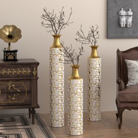 Floor Vases Gold Large Vases - 32/28/24 inch decorative high vases set of 3 for home decor Vintage Large vases representing twigs Twigs dried flowers (Color: as Pic)