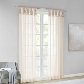 Twisted Tab Voile Sheer Window Pair (Color: as Pic)