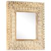 Hand-Carved Mirror 19.7"x19.7"x1" Solid Mango Wood