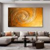 Hand Painted Oil Painting Abstract Gold Circle Oil Painting on Canvas Large Wall Art Original Minimalist Wall Art Golden Decor Custom Painting Living