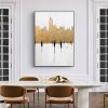 Hand Painted Oil Painting City Figure Oil Painting on Canvas Living room Wall Decor Large Minimalist Wall Art Abstract Gold Foil Art Custom Original G