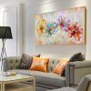 Handmade Abstract Colorful Flower Texture Oil Painting on Canvas Large Modern Floral Landscape Acrylic Painting Living Room Wall Art Home Decor Framel