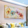 Handmade Abstract Colorful Flower Texture Oil Painting on Canvas Large Modern Floral Landscape Acrylic Painting Living Room Wall Art Home Decor Framel
