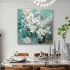 Handmade Oil Painting Abstract Original Flower Oil Painting on Canvas Large Wall Art White Floral Wall Art Living Room Decor