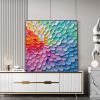 Handmade Oil Painting Original Rainbow Flower Oil Painting on Canvas Custom Extra Textured Wall Art Abstract Colorful Painting Modern Living room Wall