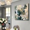 Handmade Oil Painting Gold Foil Oil Painting on Canvas Large Abstract Original Gold Leaf Green Plant Acrylic Oil Painting Modern Luxury Living Room Wa