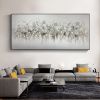 Hand Painted Oil Painting Abstract Blossom Floral Oil Painting on Canvas Large Original Textured White Grey Poppy Bouquet Acrylic Painting Living Room