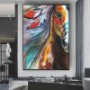 Hand Painted Oil Painting Abstract Oil Painting Camouflage Painting Art Horse Wall Art Picture Knife Canvas Acrylic Texture Colorful Animal Living Roo