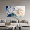 Hand Painted Oil Painting Original Flower Textured Wall Art 3D Abstrat Painting On Canvas Wall Decor Living Room Soft Color Textured Flower Wall Art S