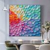 Handmade Oil Painting Original Rainbow Flower Oil Painting on Canvas Custom Extra Textured Wall Art Abstract Colorful Painting Modern Living room Wall