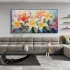 Handmade Oil Painting Original Flower Oil Painting On Canvas Large Wall Art Abstract Yellow Floral Painting Custom Painting Modern Living Room Home De